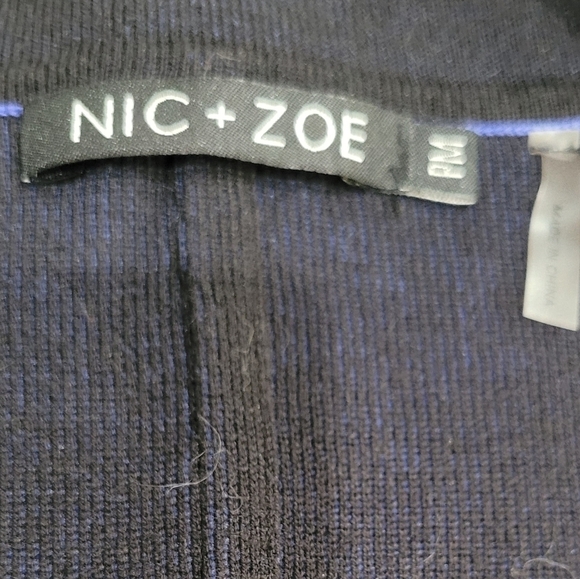 Nic Zoe Blue Black Color Block Sweater Blazer Women’s Sz PM - Picture 4 of 9